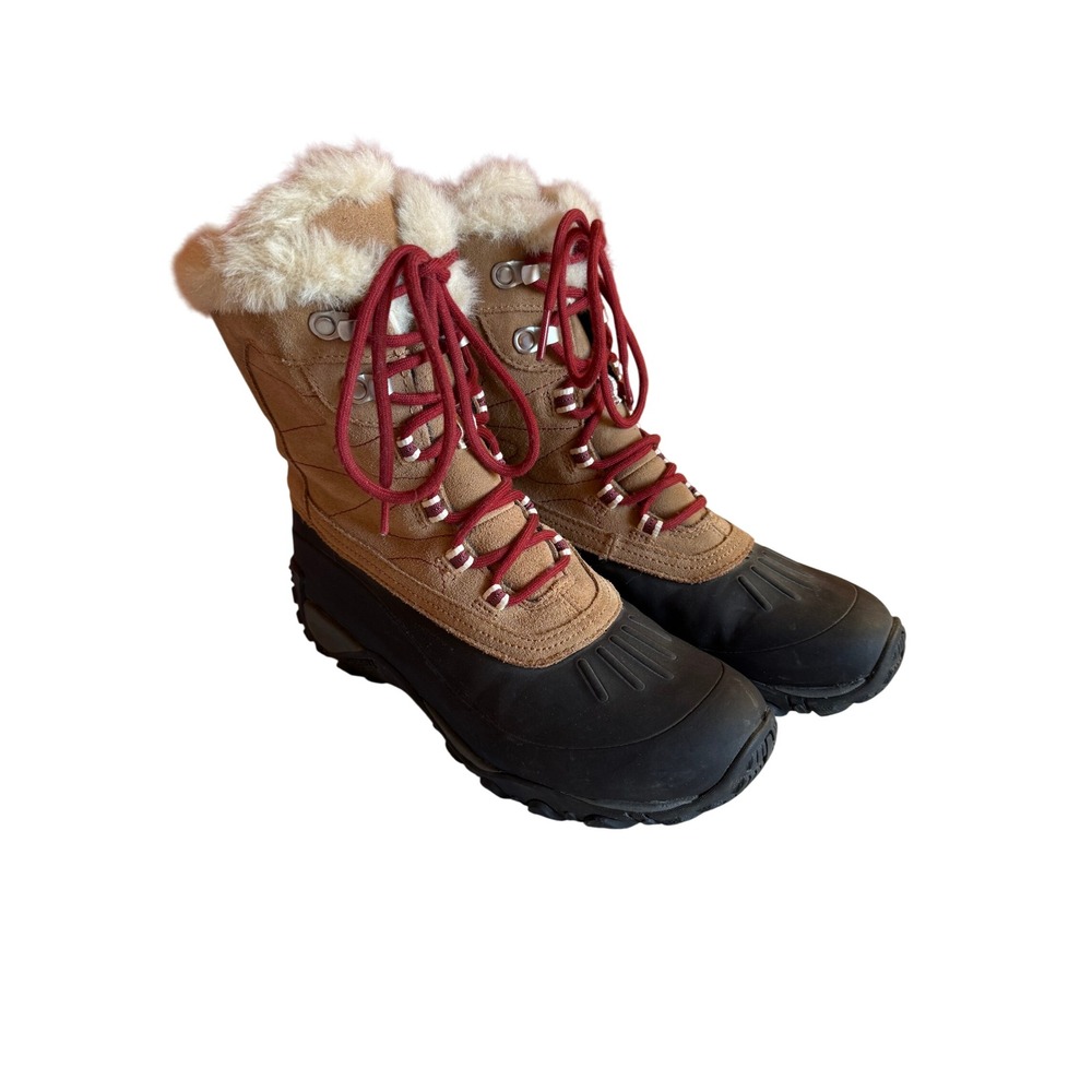Merrell Womens Yokota Polar Waterproof Winter‎ Boots Tan Black Size 8.5